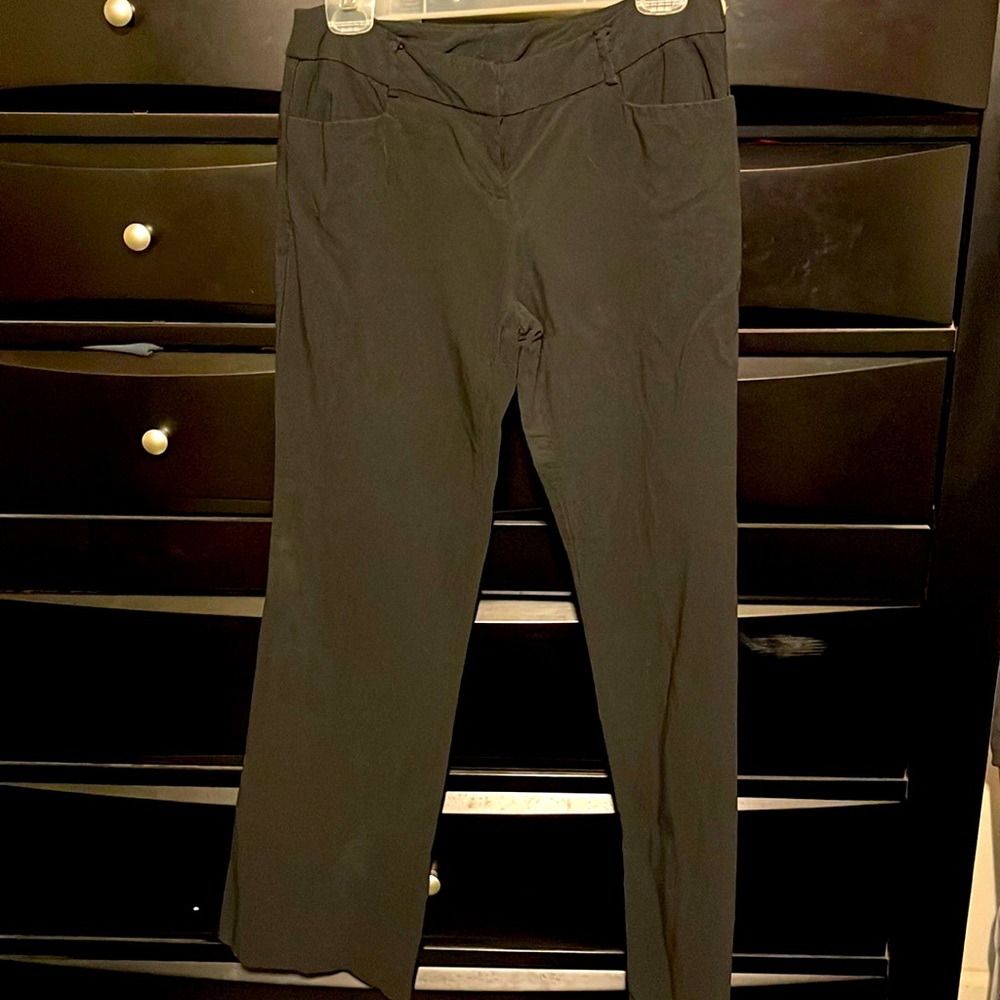 Black straight leg dress pants